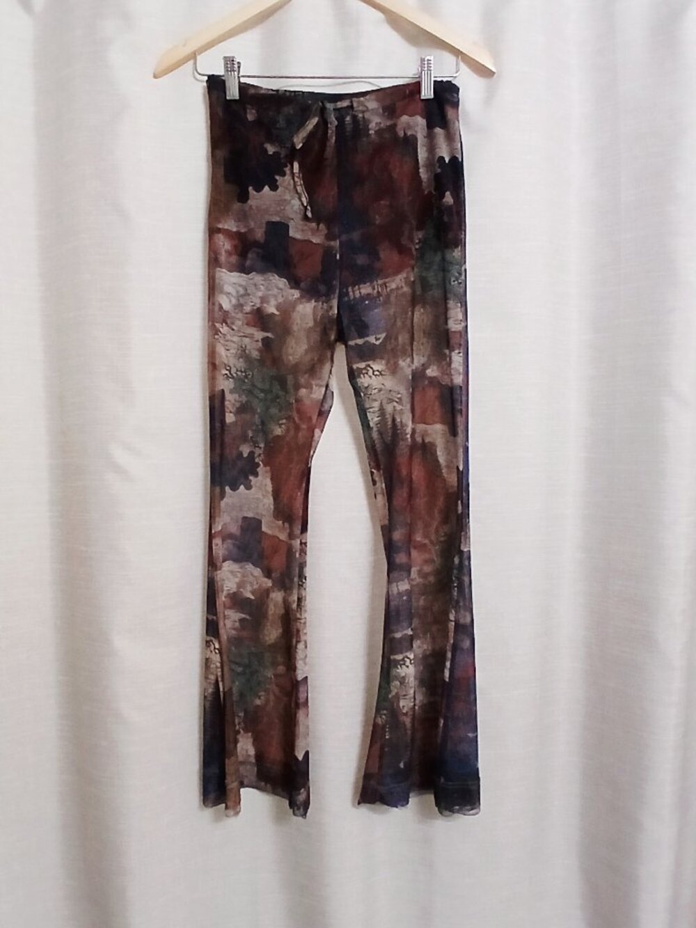 Women's summer vintage-print slight-flare trousers